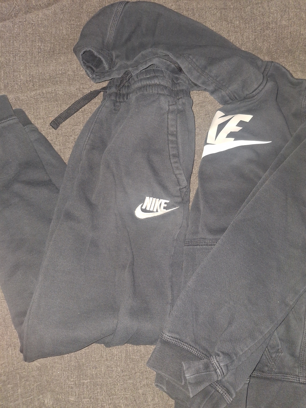 Nike Kids Black Joggers And Hoodie with White Logo